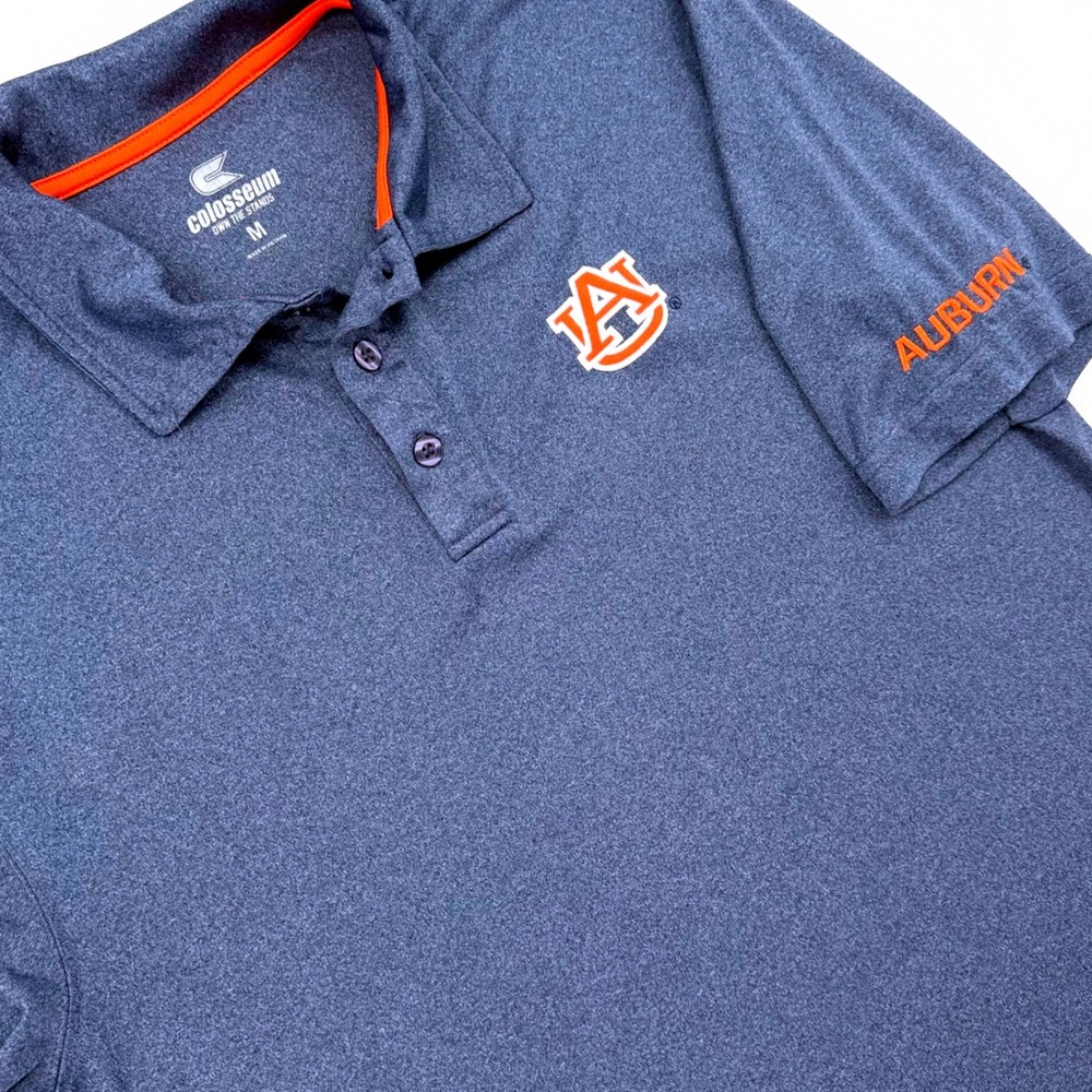 Colosseum Auburn Tigers Polo Mens M Navy Heathered Logo Excellent